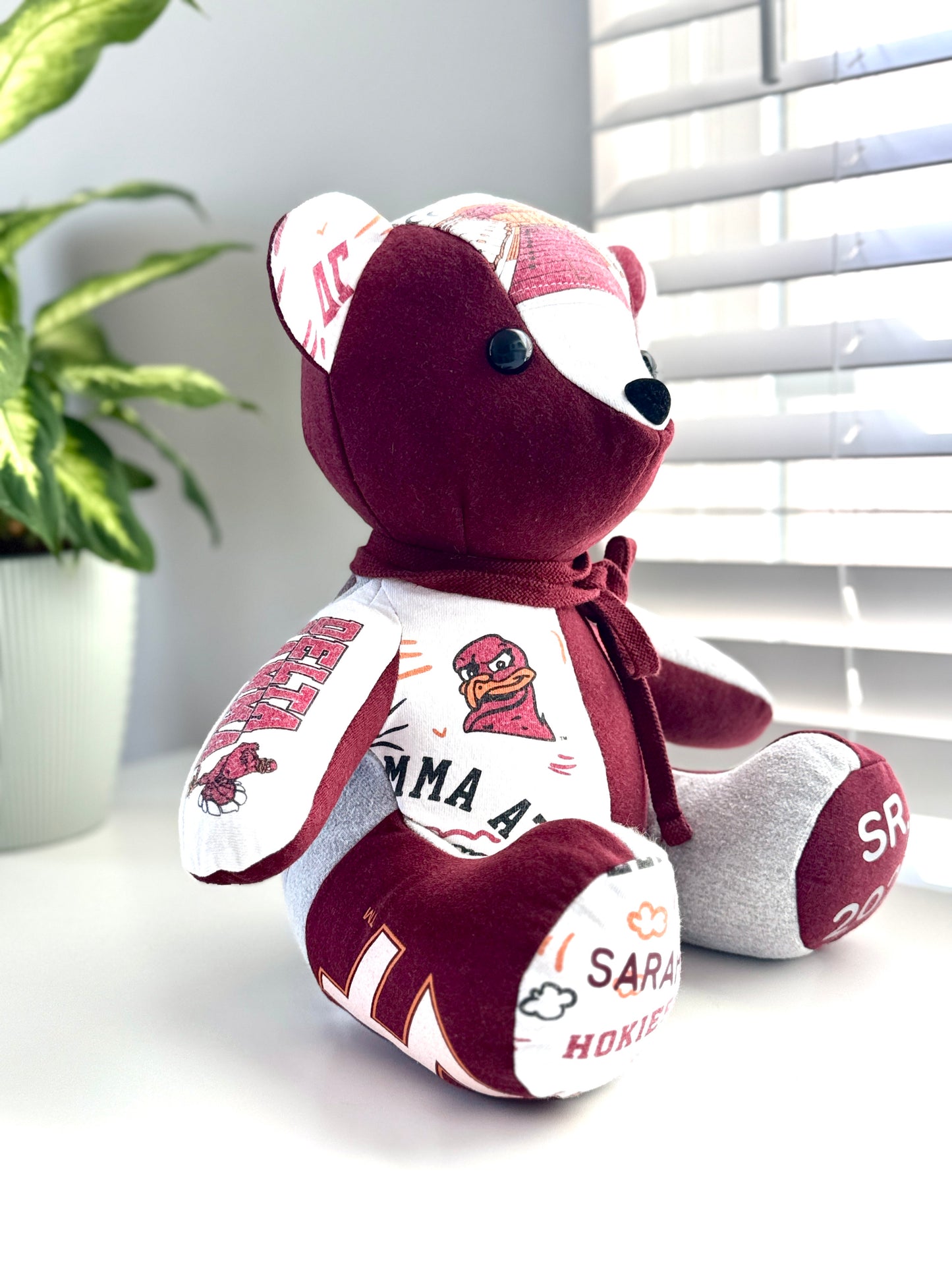 Custom Memory Teddy Bear – Made from College Shirts, Jerseys, Graduation Outfits & More